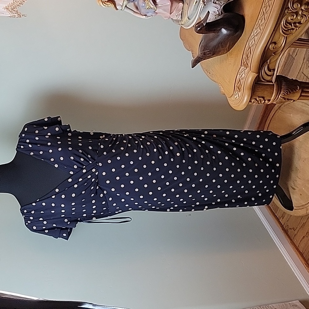 Lauren black and tan polka dot dress